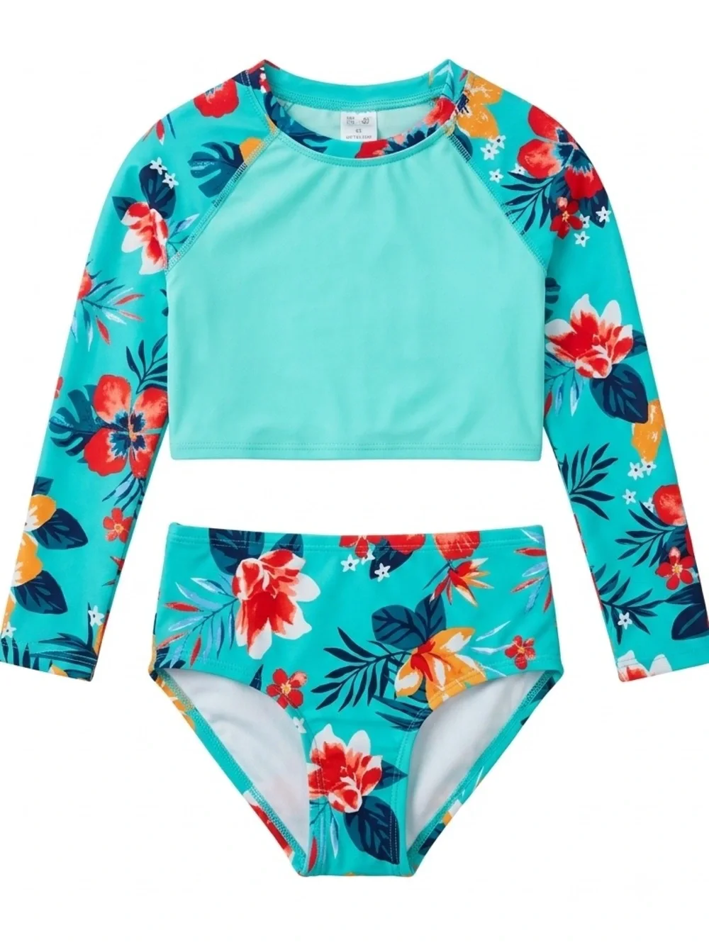 4T Girls Toddler Pink Polka Dot & Aqua Floral Swimsuit Bundle